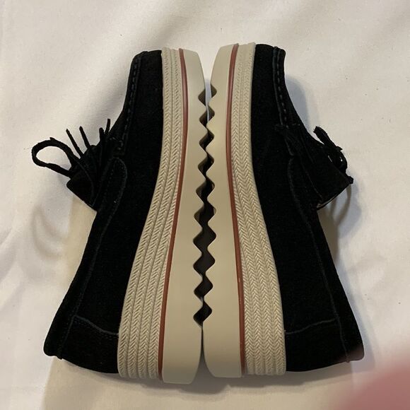 Ruiatoo Size 5.5 women’s low top black platform moccasins faux suede - Picture 5 of 9